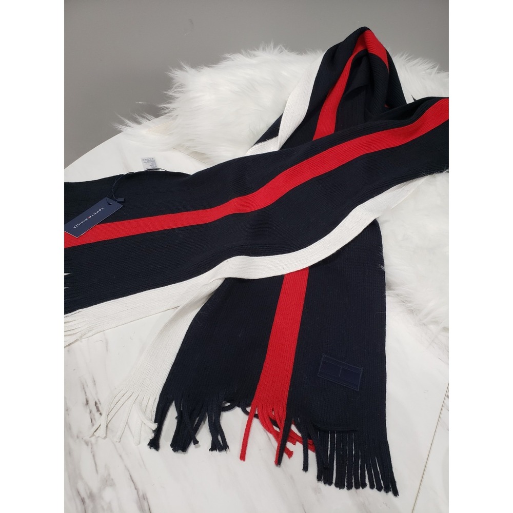 NEW Tommy Hilfiger Raschel Scarf MENS 12X66 INCHES COLOR BLOCK VARSITY PREP GOLF